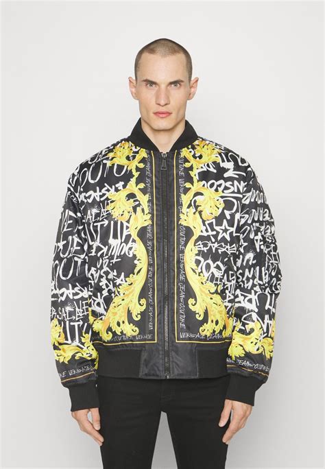 versace gold baroque bomber jacket|Versace bomber jacket leather.